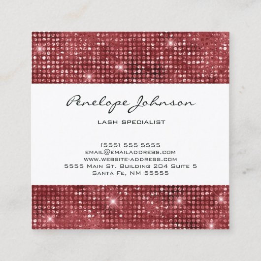 Makeup Artist Ruby Sparkle Glam Vierkante Visitekaartje (Achterkant)