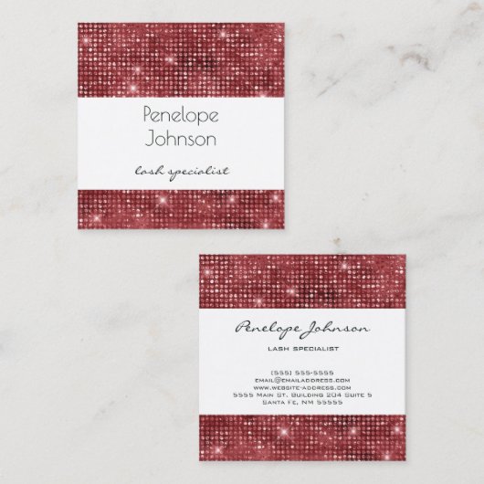 Makeup Artist Ruby Sparkle Glam Vierkante Visitekaartje (Voorkant / Achterkant)