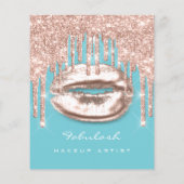 Makeup Artist Salon Blue Glitter Flyer Spark Kiss (Achterkant)
