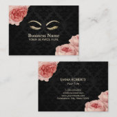 Makeup Artist Salon Elegant Damask  Floral Visitekaartje (Voorkant / Achterkant)