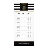 Makeup Artist Salon Logo Modern Stripes Price List Reclamekaart (Voorkant)