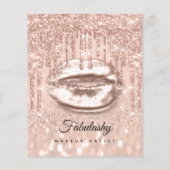Makeup Artist Salon Pink Glitter Flyer Peach Kiss (Achterkant)
