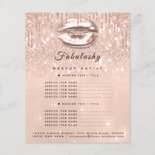 Makeup Artist Salon Pink Glitter Flyer Peach Kiss