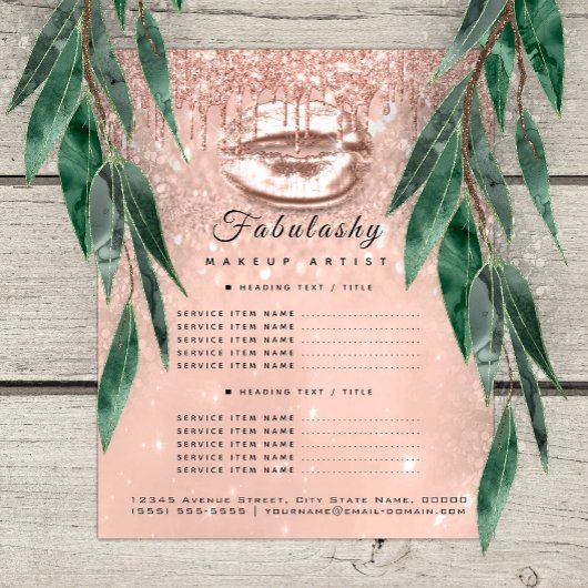 Makeup Artist Salon Pink Glitter Flyer Peach Kiss1