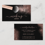 Makeup Artist Salon Roos Gold Glitter Brush Visitekaartje (Voorkant / Achterkant)