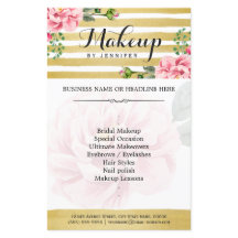 Makeup Artist Salon Waterverf Floral Gold Striped