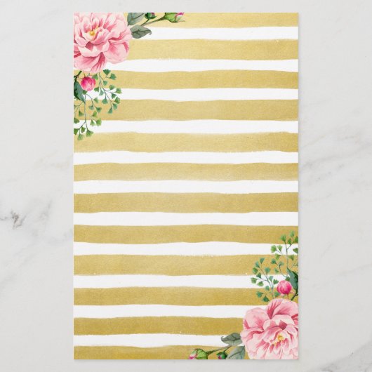 Makeup Artist Salon Waterverf Floral Gold Striped Flyer (Achterkant)