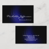 Makeup Artist Script Blue Black Visitekaartje (Voorkant / Achterkant)