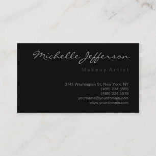 Makeup Artist Script Grey Black Visitekaartje