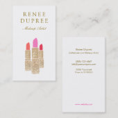 Makeup Artist Sequin Lipstick Logo Visitekaartje (Voorkant / Achterkant)