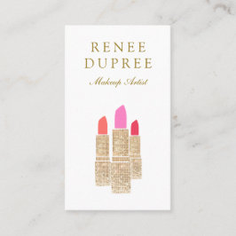 Makeup Artist Sequin Lipstick Logo Visitekaartje
