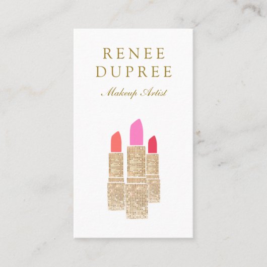Makeup Artist Sequin Lipstick Logo Visitekaartje (Voorkant)
