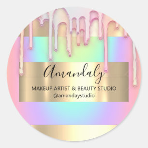 Makeup Artist Shop Gold Lijst Roos Holograaf Ronde Sticker