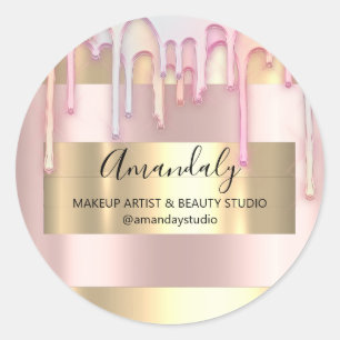 Makeup Artist Shop Gold Lijst Roos Powder Elegant Ronde Sticker