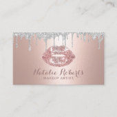 Makeup Artist Silver Drijft Roos Gold Lips Salon Visitekaartje (Voorkant)