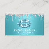 Makeup Artist Silver druist Turquoise Lips Salon Visitekaartje (Voorkant)