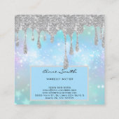 Makeup Artist Silver Glitter die op Blauw drijft Vierkante Visitekaartje (Achterkant)