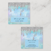 Makeup Artist Silver Glitter die op Blauw drijft Vierkante Visitekaartje (Voorkant / Achterkant)