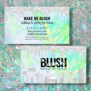 Makeup Artist Silver Glitter drukt hologram marmer Visitekaartje