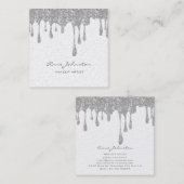 Makeup Artist Silver Glitter en Sparkle Vierkante Visitekaartje (Voorkant / Achterkant)