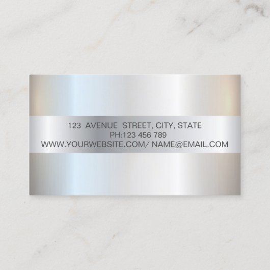 Makeup Artist, Silver Glitter Faux Lashes Visitekaartje (Achterkant)