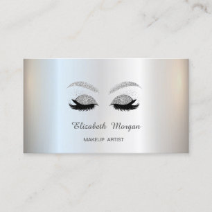 Makeup Artist, Silver Glitter Faux Lashes Visitekaartje