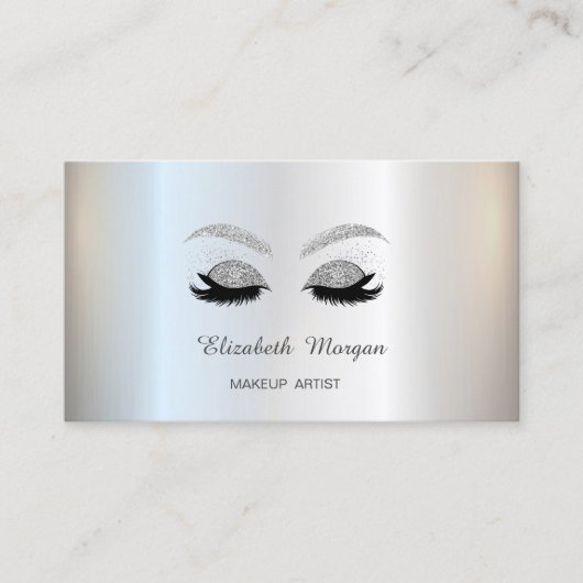 Makeup Artist, Silver Glitter Faux Lashes Visitekaartje (Voorkant)