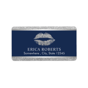 Makeup Artist Silver Glitter Lips Navy Blue Salon Etiket