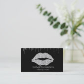 Makeup Artist Silver Glitter Lips Visitekaartje (Staand voorkant)