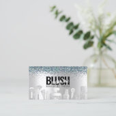 Makeup Artist Silver Glitter + Peacock Pareltjes Visitekaartje (Staand voorkant)