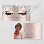 Makeup Artist Silver Roos Lash Confetti Drip Photo Visitekaartje (Voorkant / Achterkant)