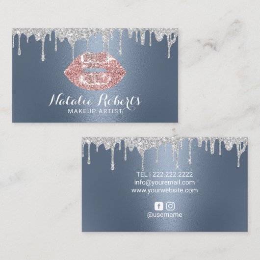 Makeup Artist Silver stuurt grafische lips Dusty B Visitekaartje (Voorkant / Achterkant)