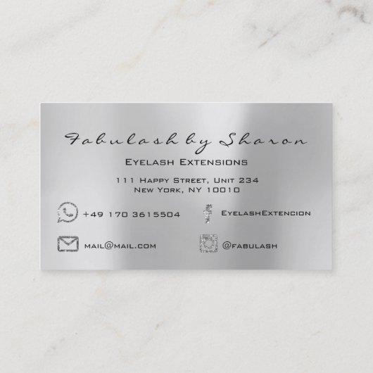 Makeup Artist Social Lashes Extension Silver Grey Visitekaartje (Achterkant)