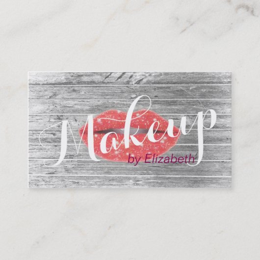 Makeup Artist Sparkle Red Lips Modern Appointn Afsprakenkaartje (Voorkant)