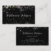 Makeup Artist Sparkly Holographic Glitter Black Visitekaartje (Voorkant / Achterkant)