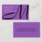 Makeup Artist Stijlvolle Monogram Modern Lila Visitekaartje (Voorkant / Achterkant)