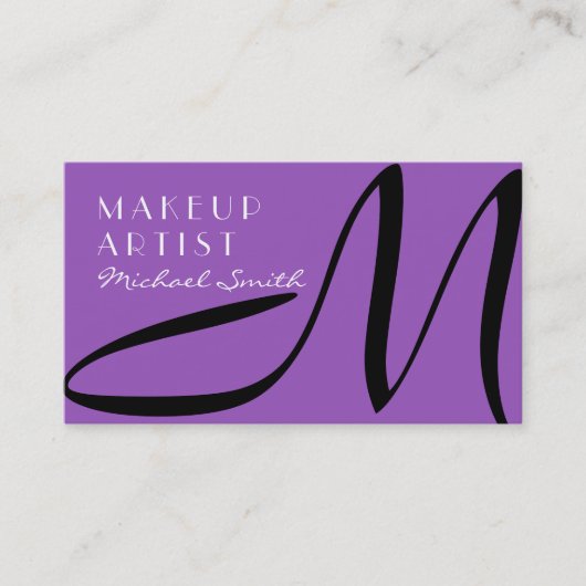 Makeup Artist Stijlvolle Monogram Modern Lila Visitekaartje (Voorkant)