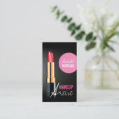 Makeup Artist - Stijlvolle Rode Lipstick Roze scho Visitekaartje (Staand voorkant)
