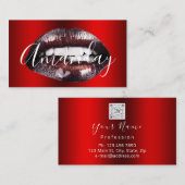 Makeup Artist Studio Red Lips Logo QR Code Logo Visitekaartje (Voorkant / Achterkant)