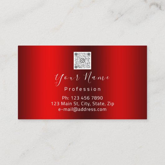 Makeup Artist Studio Red Lips Logo QR Code Logo Visitekaartje (Achterkant)
