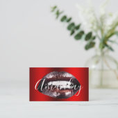 Makeup Artist Studio Red Lips Logo QR Code Logo Visitekaartje (Staand voorkant)