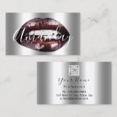 Makeup Artist Studio Silver Lip Logo QR Code Logo Visitekaartje (Voorkant / Achterkant)