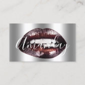 Makeup Artist Studio Silver Lip Logo QR Code Logo Visitekaartje (Voorkant)