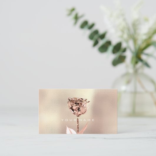Makeup Artist Stylist Copper Roos Gold Pink Blush Visitekaartje (Staand voorkant)