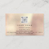 Makeup Artist Stylist Copper Roos Gold Pink QRCODE Visitekaartje (Achterkant)