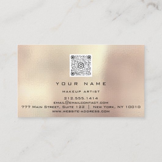 Makeup Artist Stylist Copper Roos Gold Pink QRCODE Visitekaartje (Achterkant)