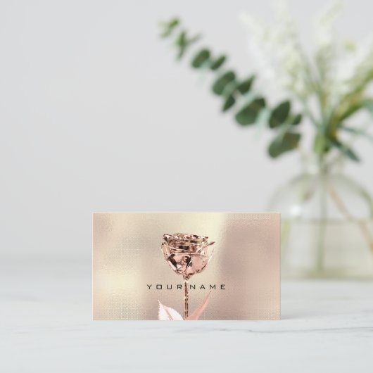 Makeup Artist Stylist Copper Roos Gold Pink QRCODE Visitekaartje (Staand voorkant)