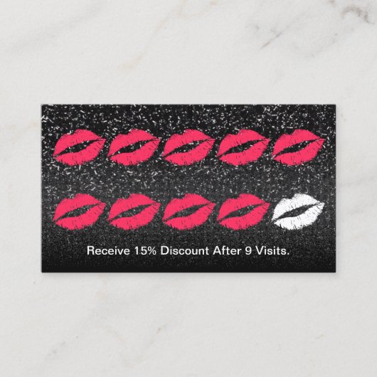 Makeup Artist Trendy Black Glitter Loyalty Punch (Voorkant)