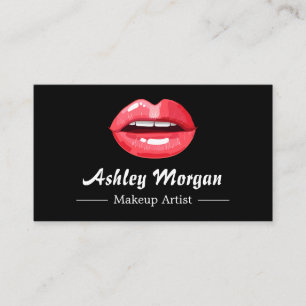 Makeup Artist Trendy Red Lips & Modern Marble Kijk Visitekaartje