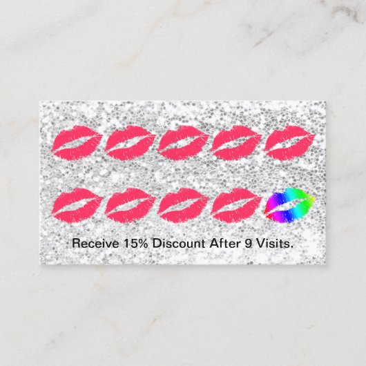 Makeup Artist Trendy Silver Sequins Loyalty Punch (Voorkant)